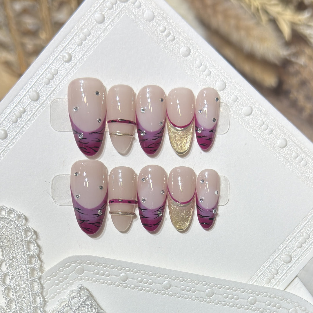 Artistic Stiletto Press-On Nail Set with Rhinestone Accents Stornfield