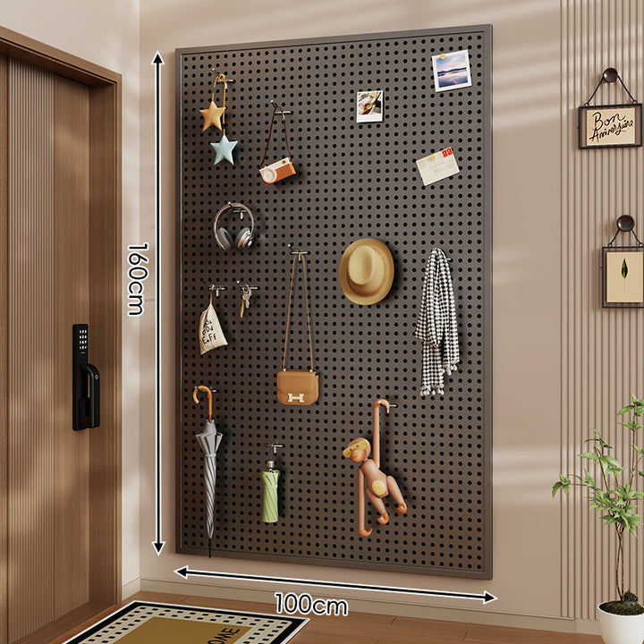 Wall-Mounted Perforated Pegboard Organizer Panel Large Square with Modular Hooks and Accessories