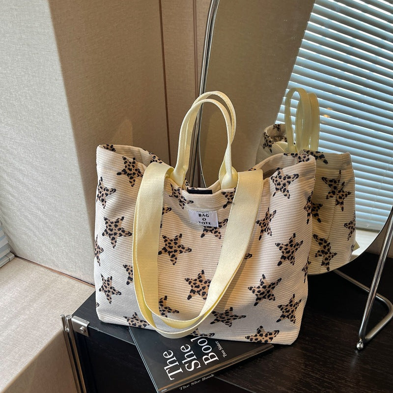 Star-Patterned Canvas Tote Bag