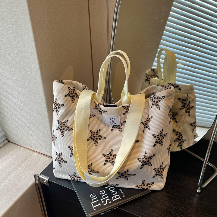 Star-Patterned Canvas Tote Bag