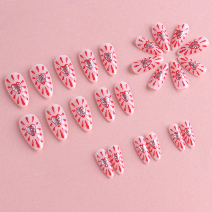 Decorative Heart-Themed Press-On Nails Stornfield