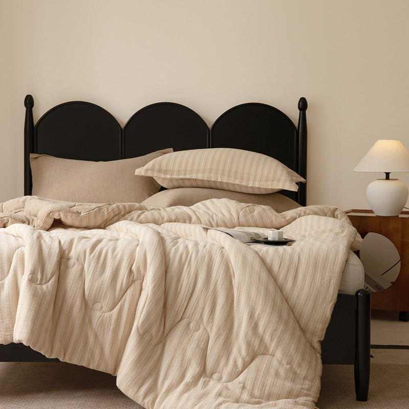 Striped Quilted Cotton-Blend Comforter and Pillowcase Set