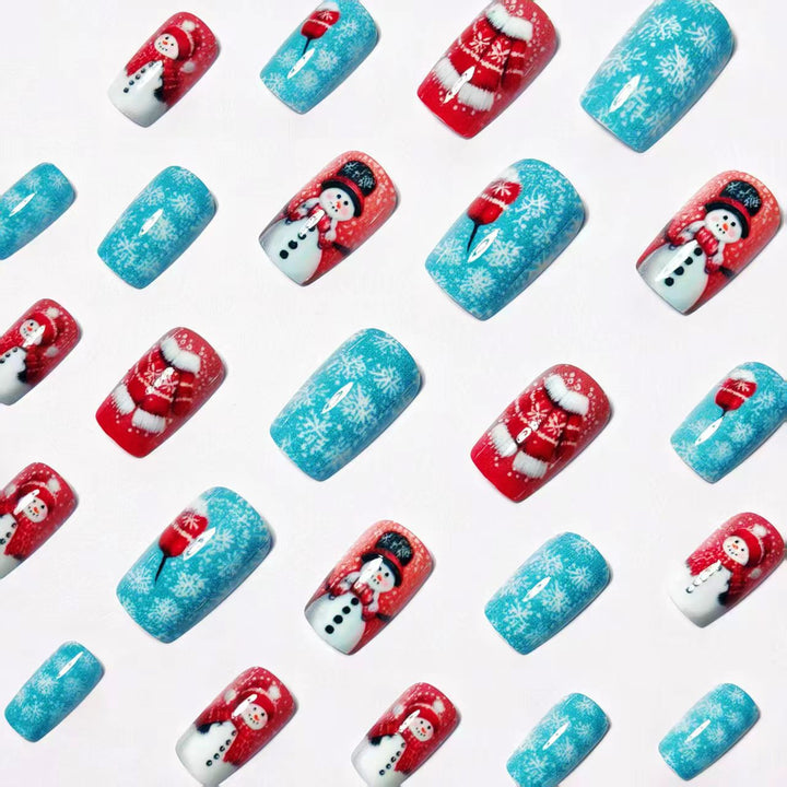 Artificial Nails in Winter Snowman Design Stornfield