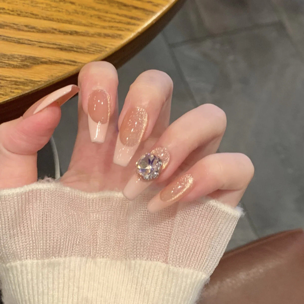 Press-On Nail Set with Elegant Glitter and Crystal Accents Stornfield