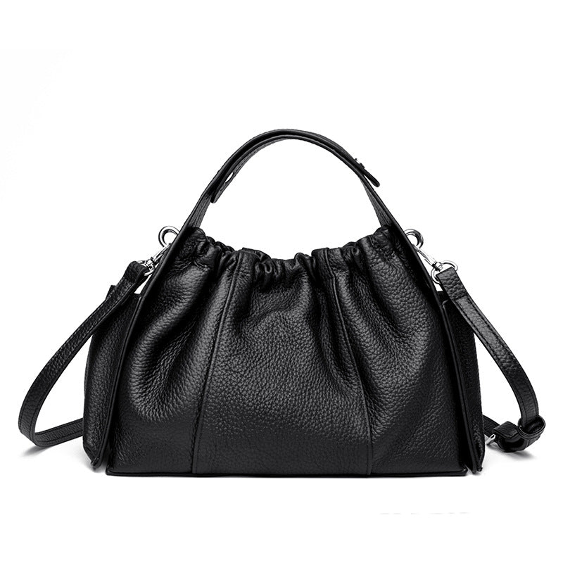 Textured Leather Drawstring Satchel Stornfield