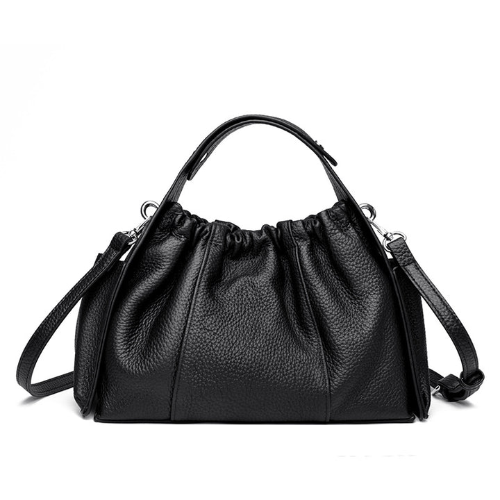 Textured Leather Drawstring Satchel Stornfield