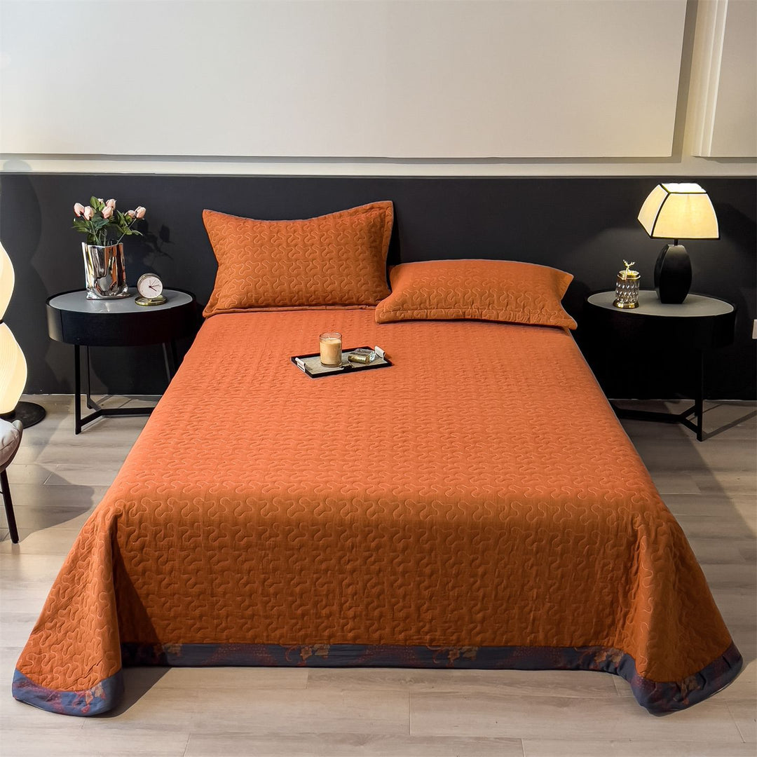 Quilted Bedspread and Pillow Sham Set with Scallop Stitching and Lightweight Microfiber