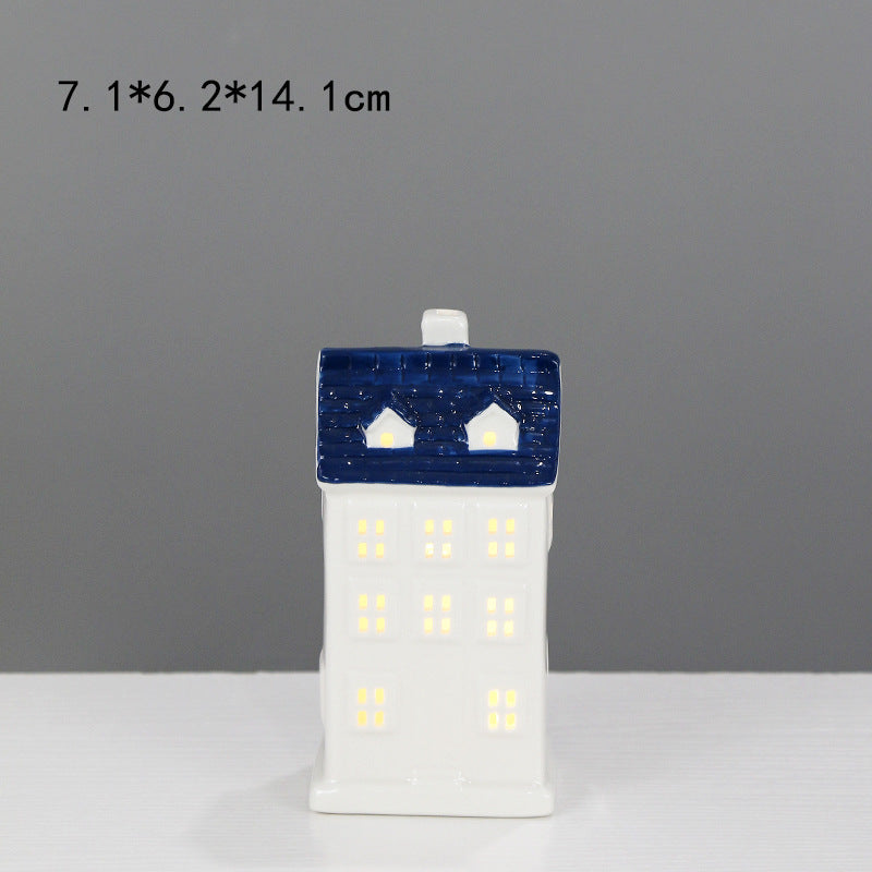 Ceramic House-Shaped Decorative Lantern Stornfeild