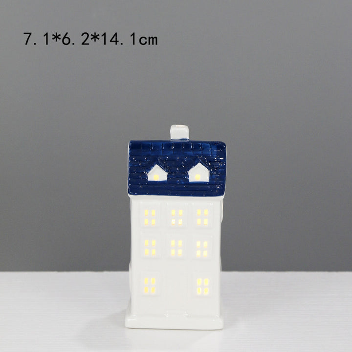 Ceramic House-Shaped Decorative Lantern Stornfeild