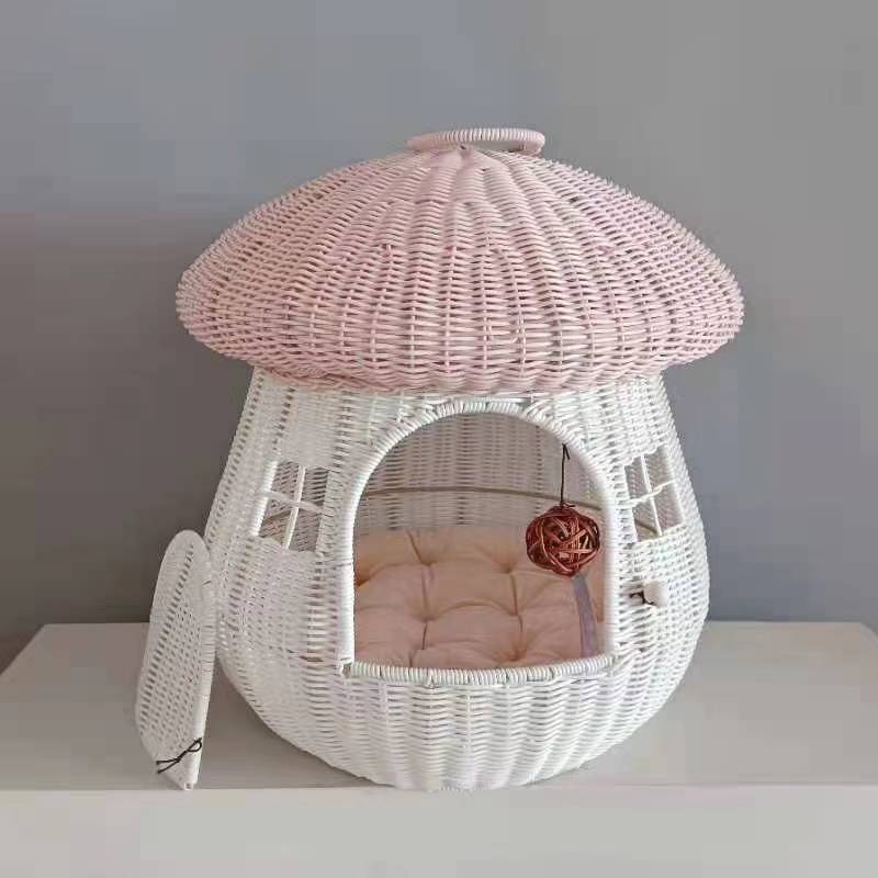 Playful cat basket in mushroom design Stornfield