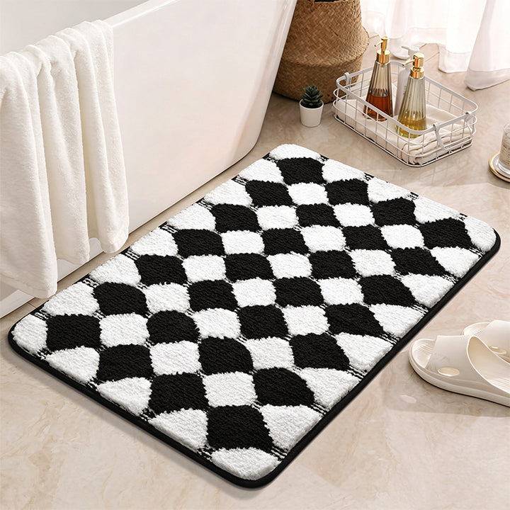 Checkered Pattern Bath Mat