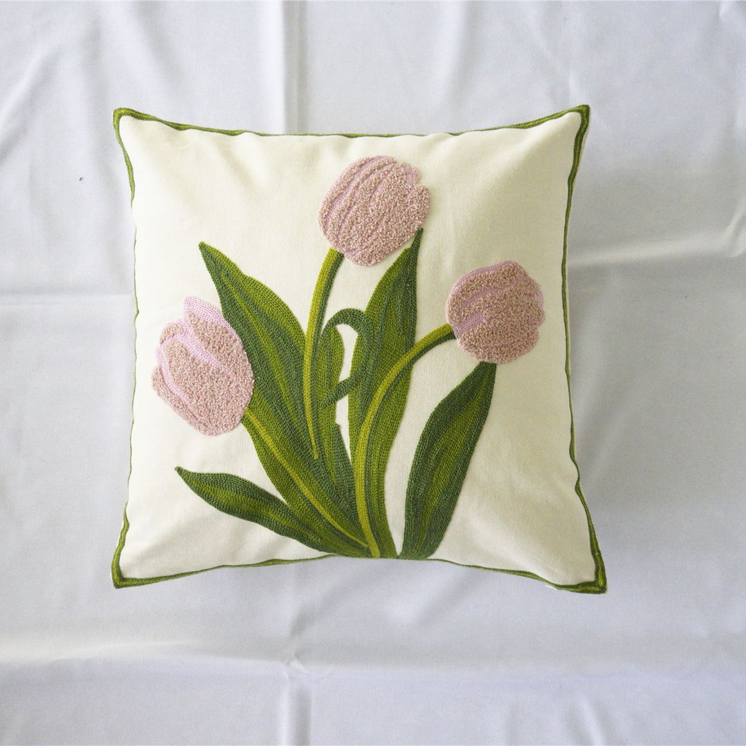 Flower Bouquet Embroidered Cushion