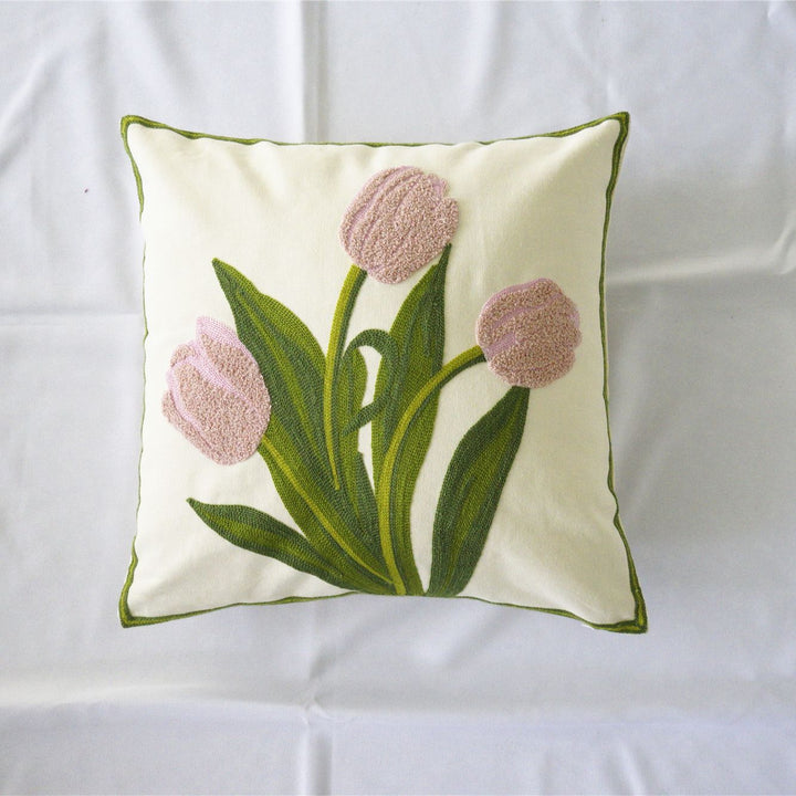 Flower Bouquet Embroidered Cushion