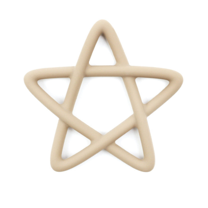 Silicone Star Teething Toy with Wooden Bead Clip