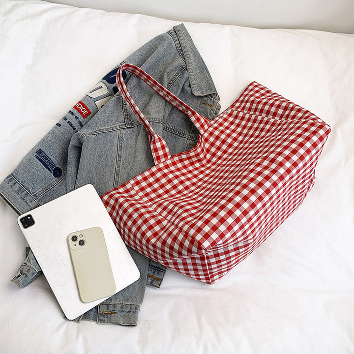Stylish Gingham Patterned Beach Tote