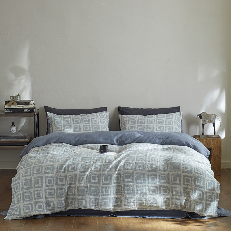 Quilted Botanical Cotton-Linen Comforter Set with Textured Floral Matelassé and Envelope Pillow Shams