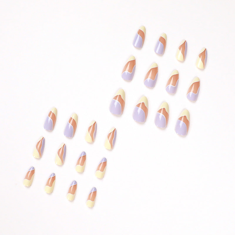 Artful Nail Extensions with Wave Design and Colorful Accents Stornfield