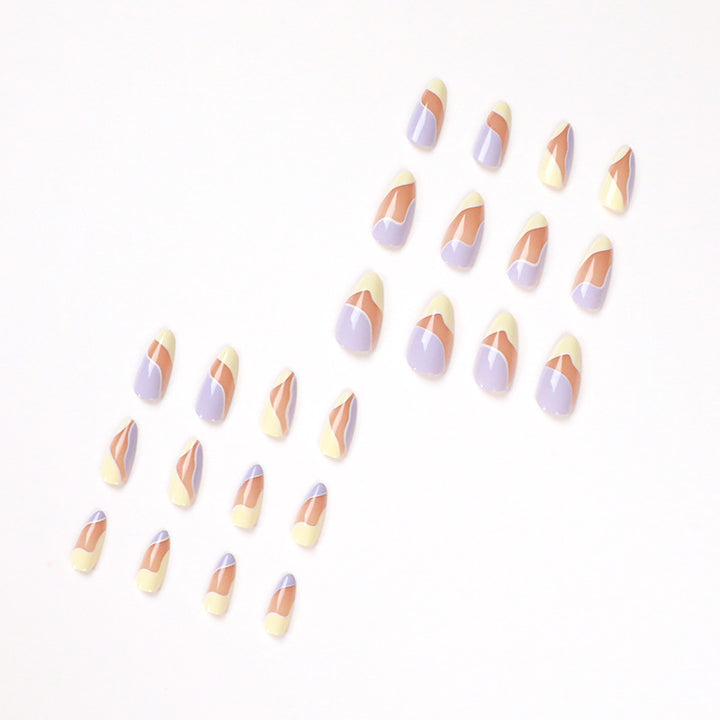 Artful Nail Extensions with Wave Design and Colorful Accents Stornfield