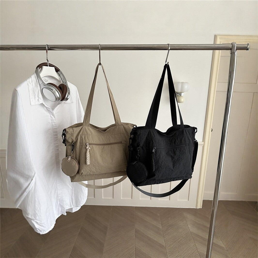 Versatile Canvas Tote Bag with Zipper Pockets