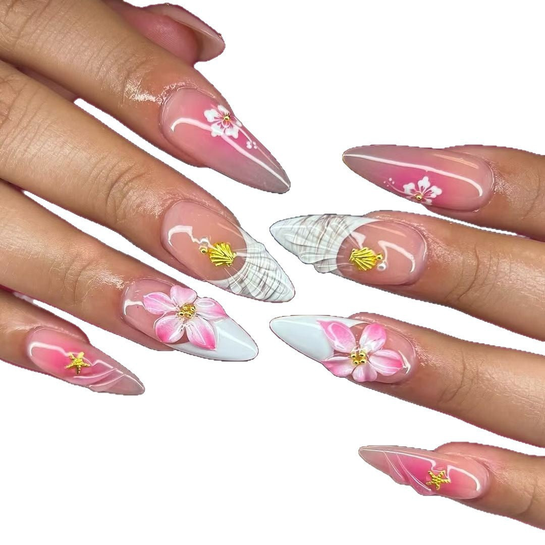 Floral-Designed Acrylic Nail Enhancements Stornfield