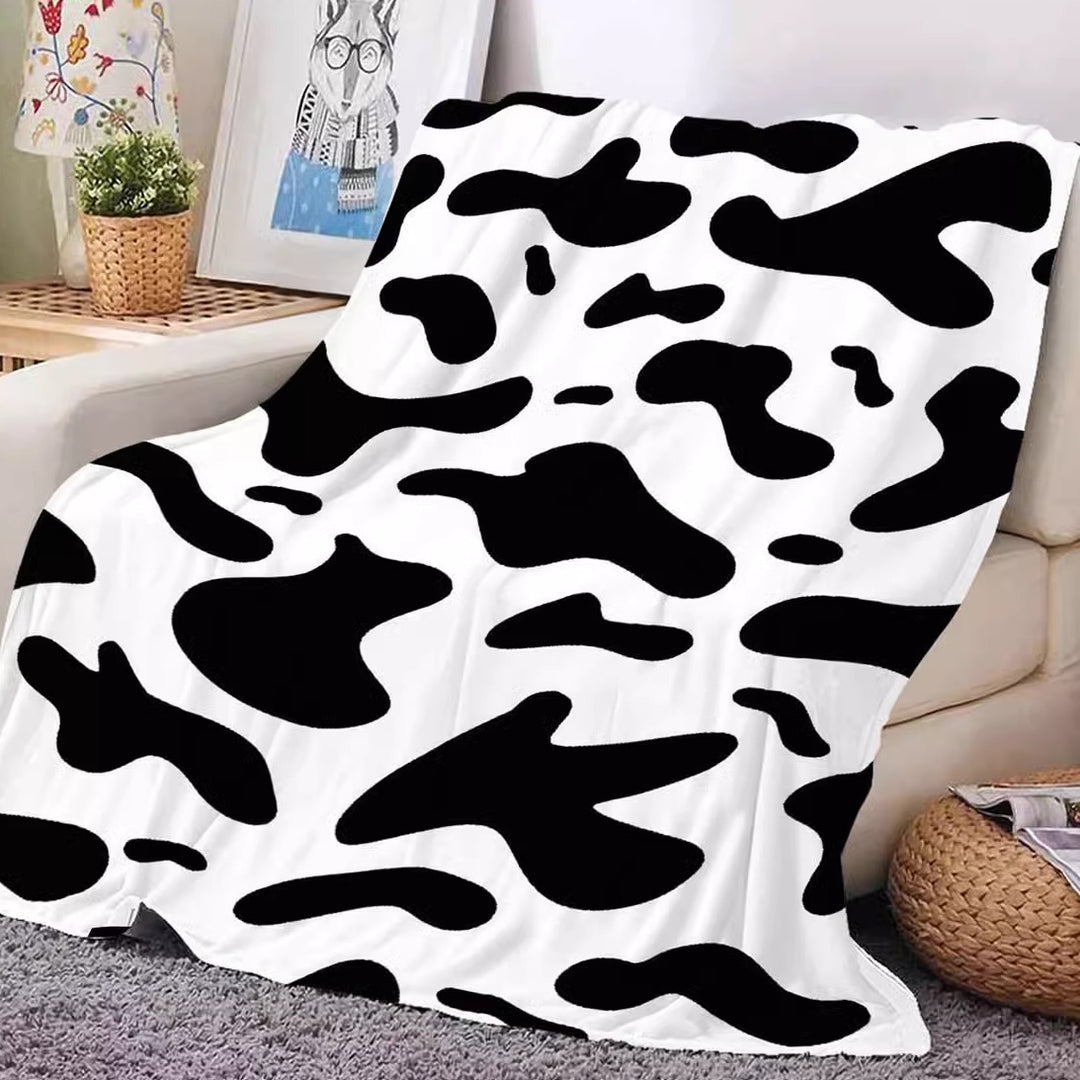 Cozy Cow Print Fleece Throw Blanket