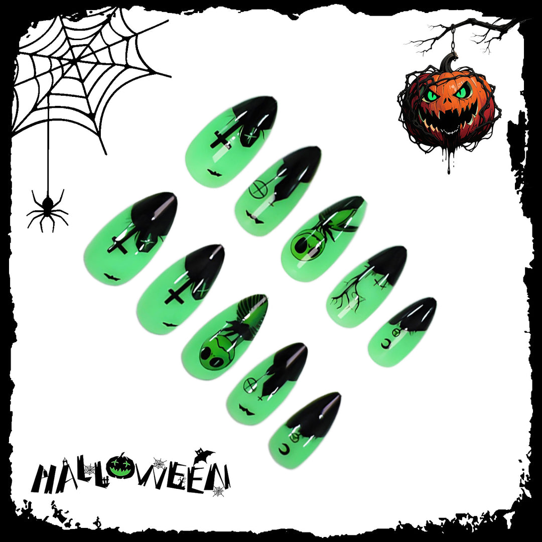 Halloween Artificial Nail Set with Creative Spooky Designs Stornfield