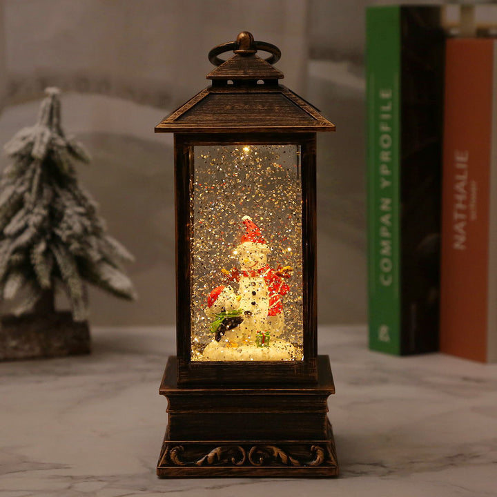 Vintage Christmas lantern with snowman and LED lighting Stornfield