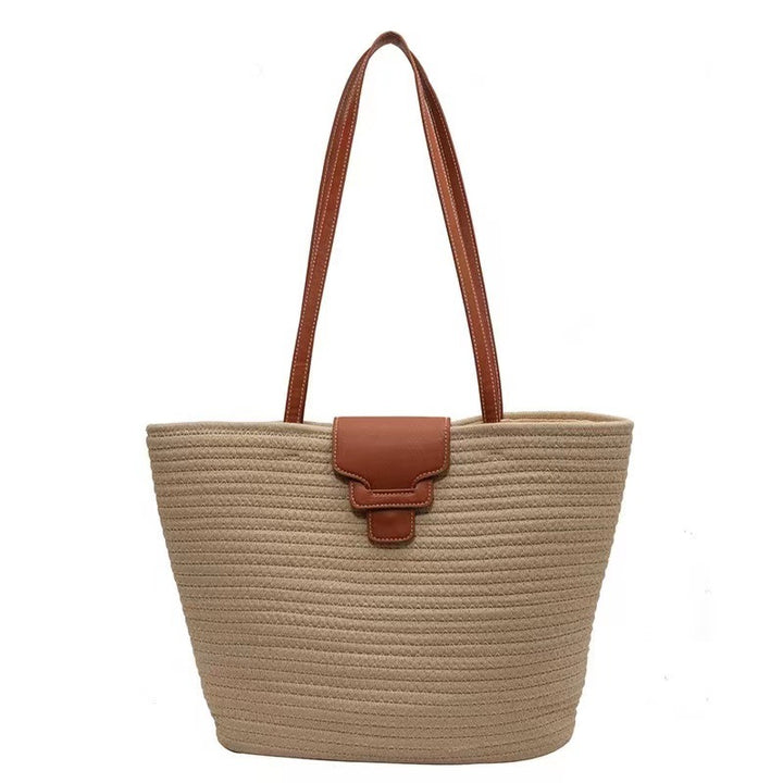 Large shoulder bag made of woven natural material Stornfield