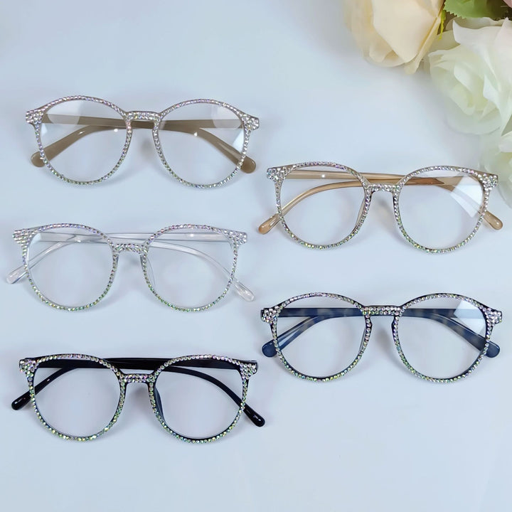 Women Stylish Cat Eye Glasses with Sparkling Rhinestone Trim Stornfield