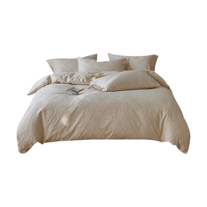 Embossed Botanical Jacquard Duvet Cover Set with Corner Ties and Envelope Shams
