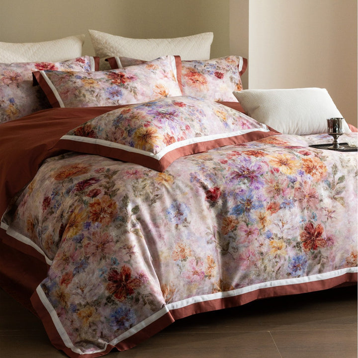 Floral Watercolor Cotton-Sateen Duvet Cover Set with Piped Edge & Pillow Shams