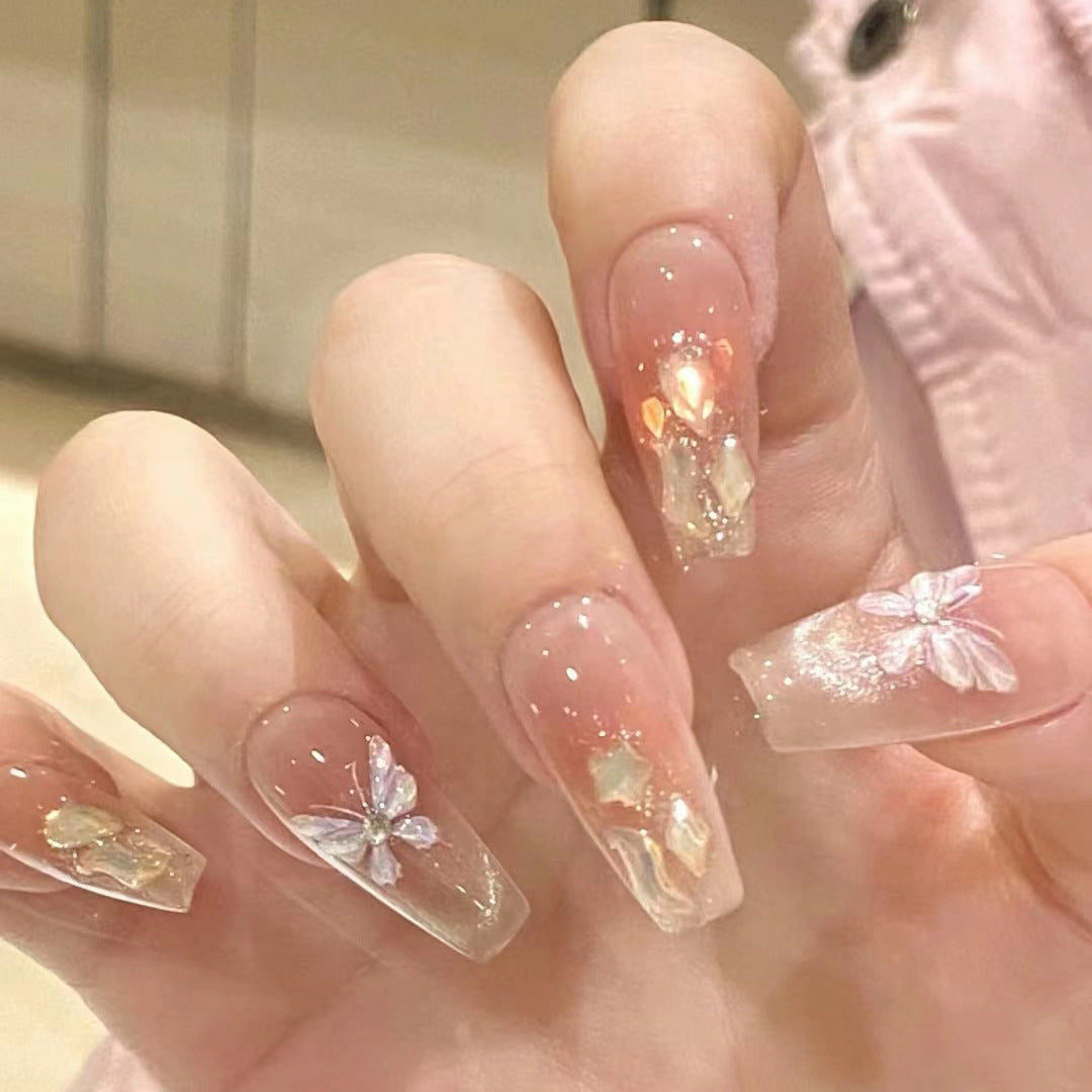 Artful Nail Extensions with Delicate Flower Design Stornfield