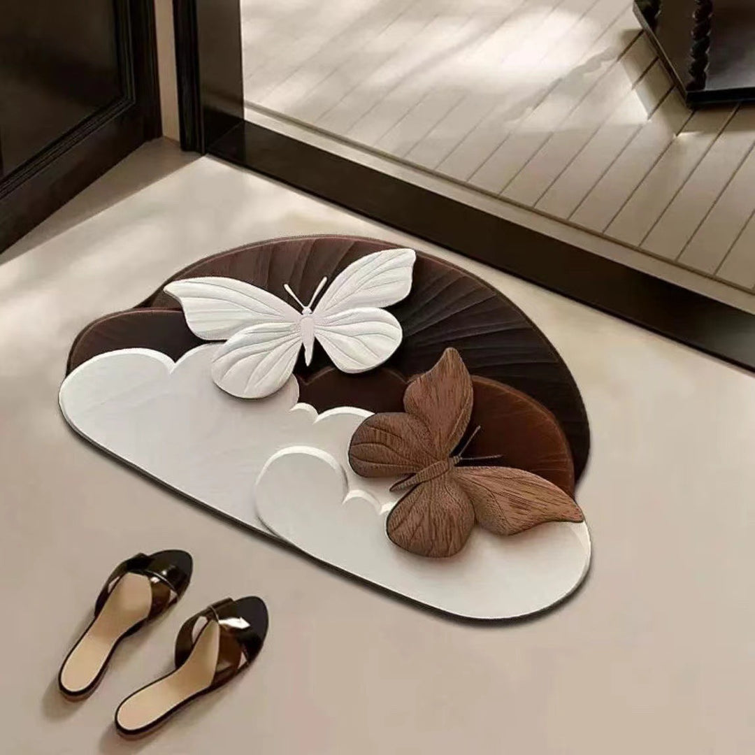 Elegant Butterfly Floral Bath Mat