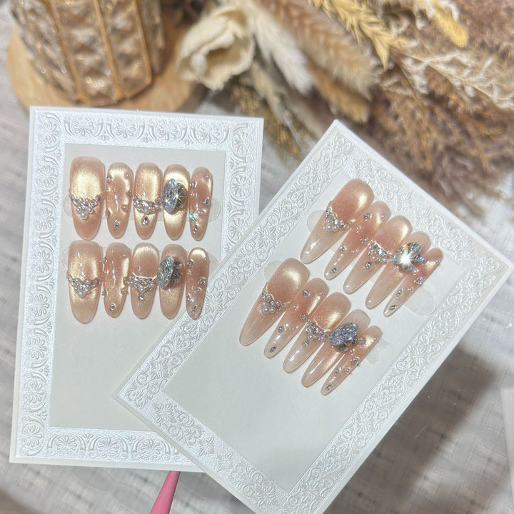 Elegant Stiletto Nail Art Set with Rhinestone and Glitter Detailing Stornfield