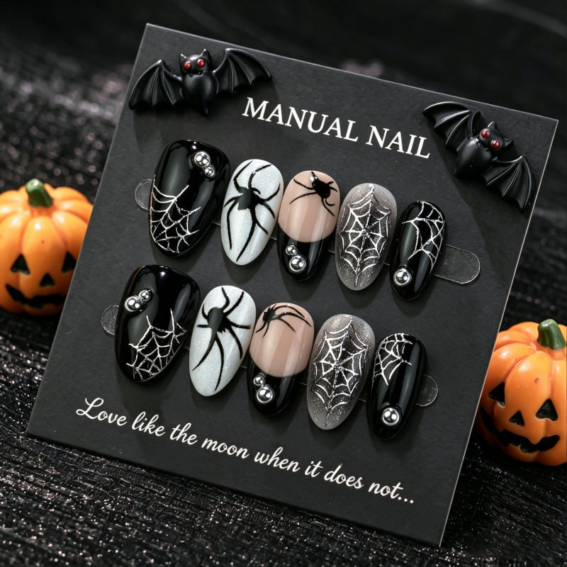 Gothic Spider-Themed Press-On Nails