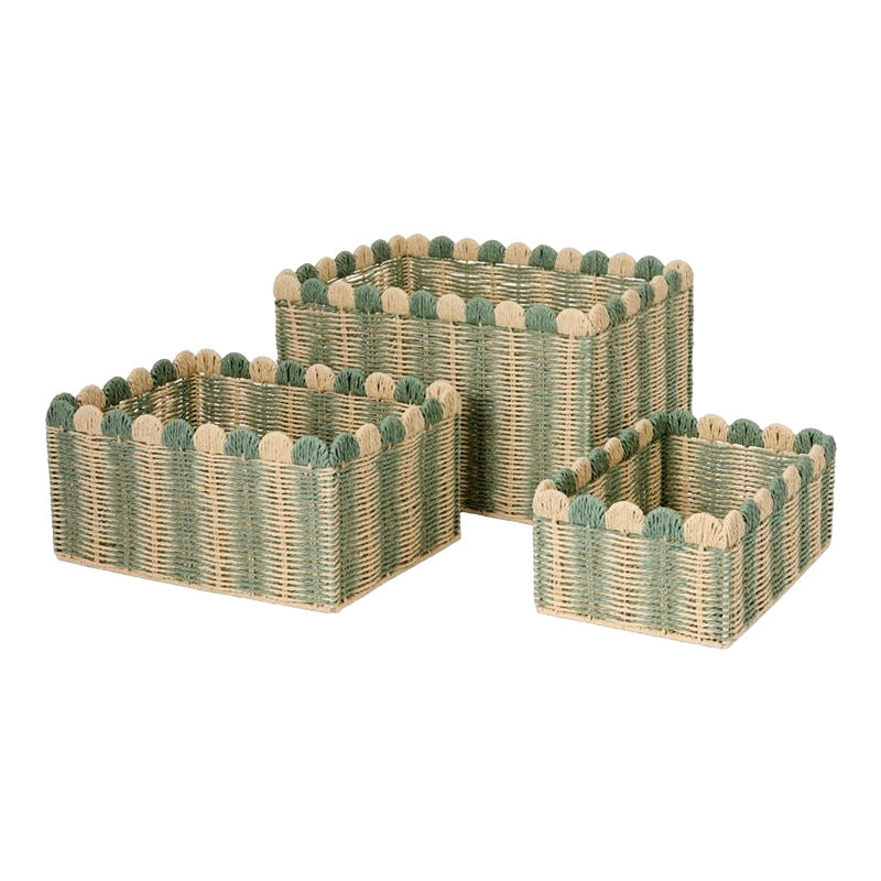 Decorative Woven Storage Basket with Scalloped Edges Stornfield