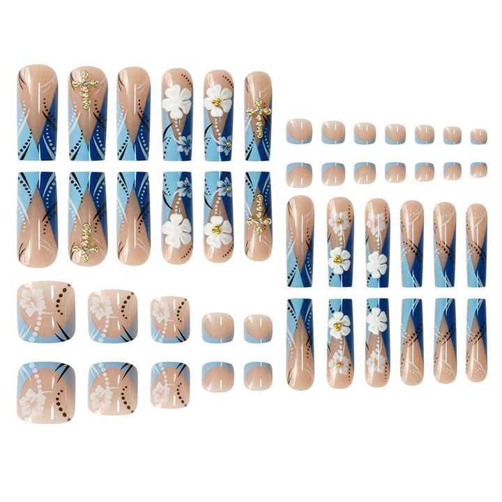 Decorative Floral 3D Press-On Nails Stornfield