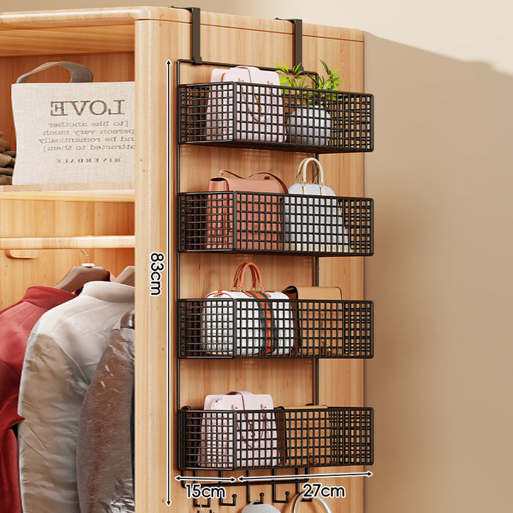 Over-the-Door Multi-Tier Metal Grid Hanging Storage Organizer