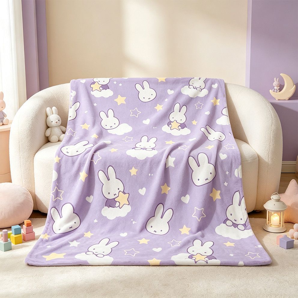 Cute Bunny-Themed Fleece Blanket