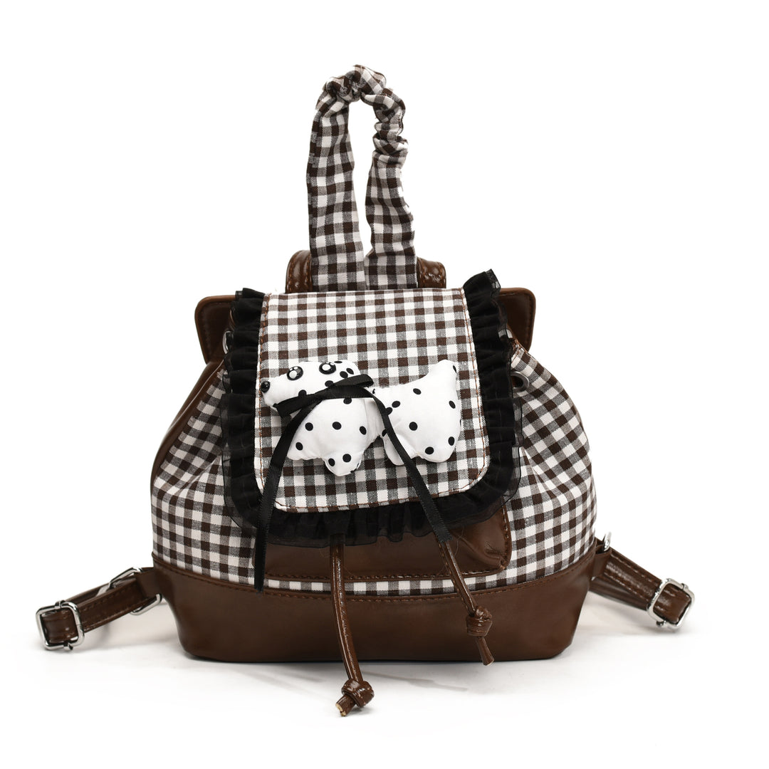 Playful backpack with checkered pattern and animal appliqué Stornfield
