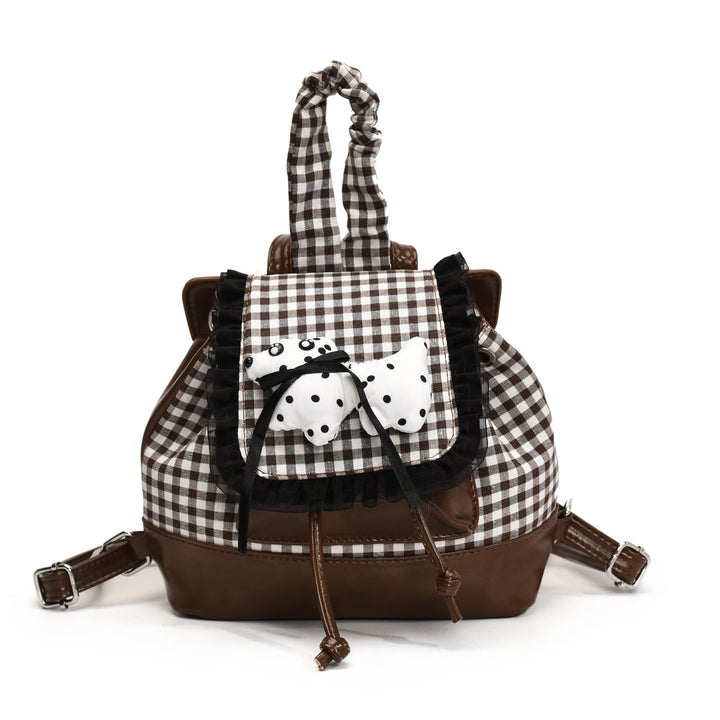 Playful backpack with checkered pattern and animal appliqué Stornfield