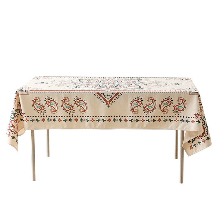 Water-repellent rectangular tablecloth with paisley pattern and coated cotton look Stornfield