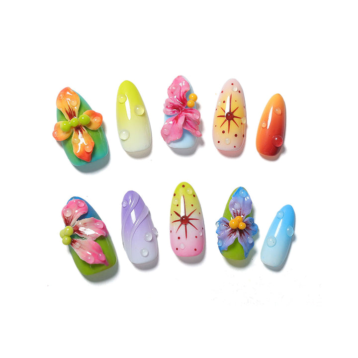 Creative nail set with handcrafted flower elements Stornfield