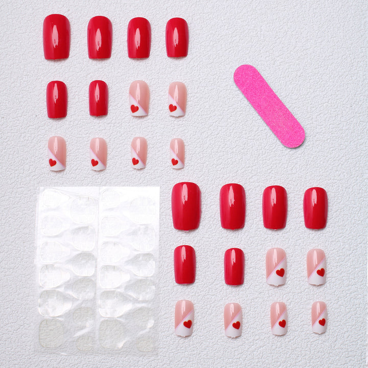 Heart-Embellished Press-On Nail Art Stornfield