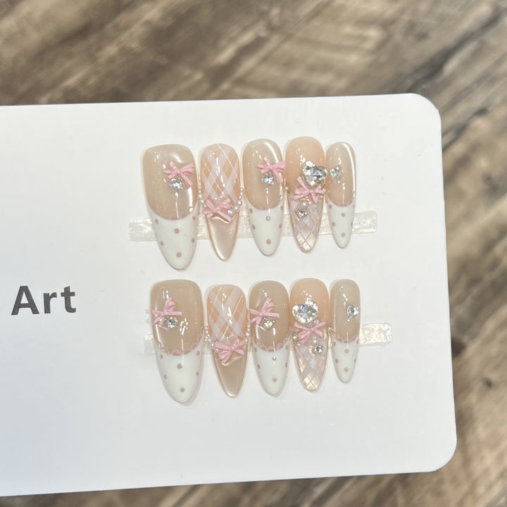 Decorative Bow Accent Press-On Nail Art Set Stornfield