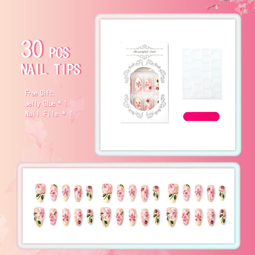 Artful Nail Extensions with Floral Designs Stornfield