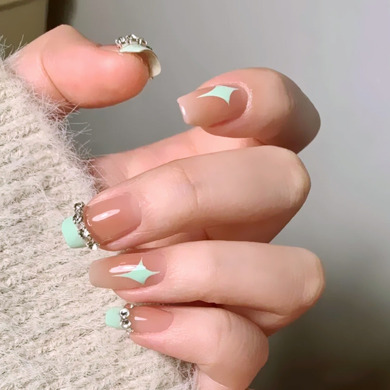 Acrylic nail set with elegant geometric decorations Stornfield