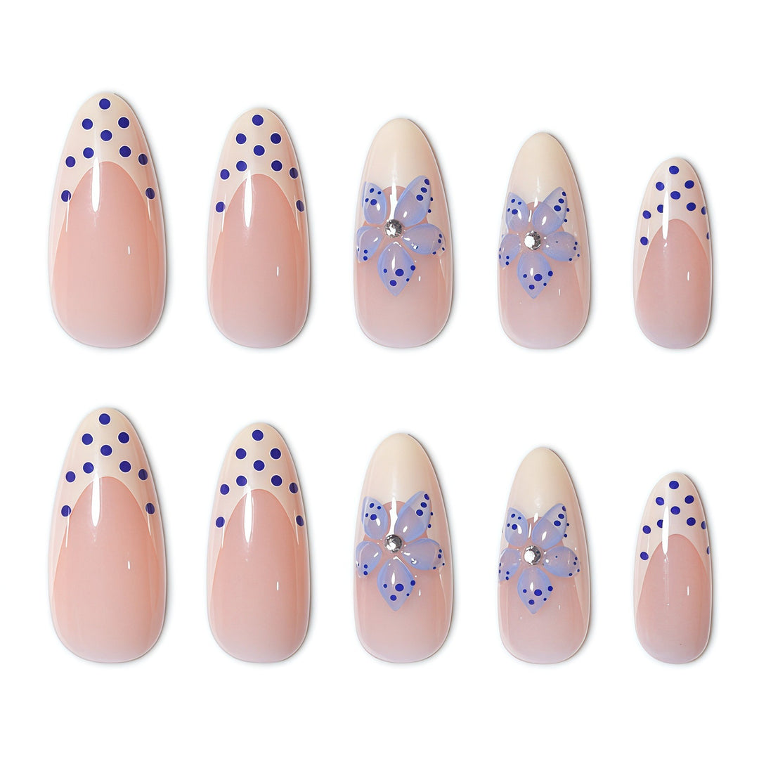 Artistic Floral White Tip Press-On Nails Stornfield