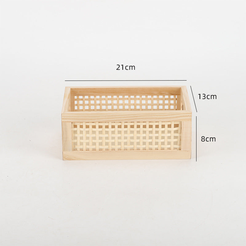 Rectangular Natural Wood Storage Basket Stornfield