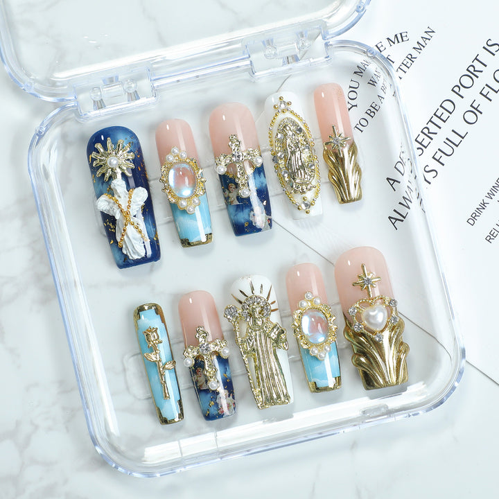 Elegant artificial nails with glamorous embellishments Stornfield